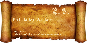 Malitsky Valter névjegykártya